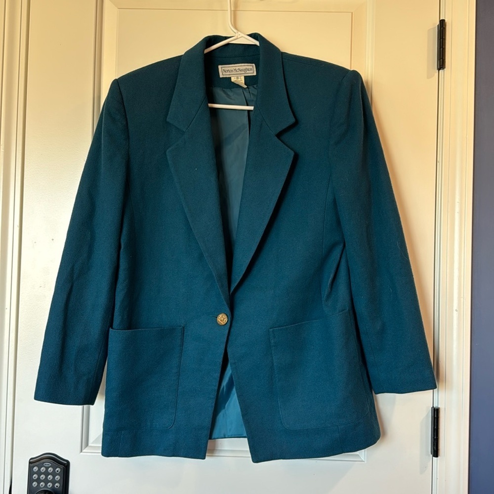 VTG Norton McNaughton Size 8 dark teal Blazer - Picture 1 of 9